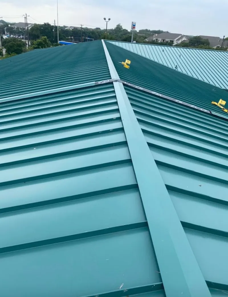 Green commercial metal roof ridge and valley for Metal Roof Repair in Calera